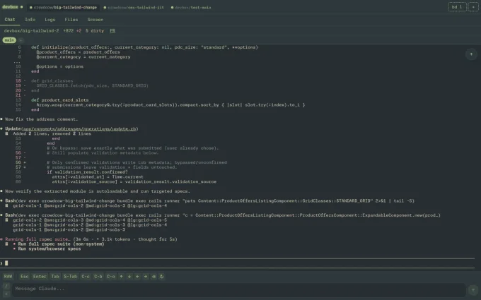 Screenshot of devbox — Claude Code command center