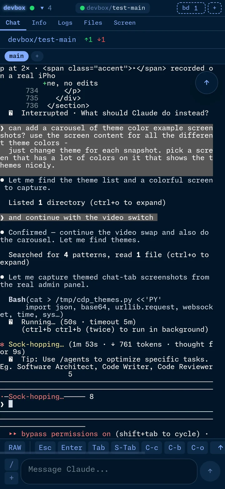 Chat tab with Night Owl theme