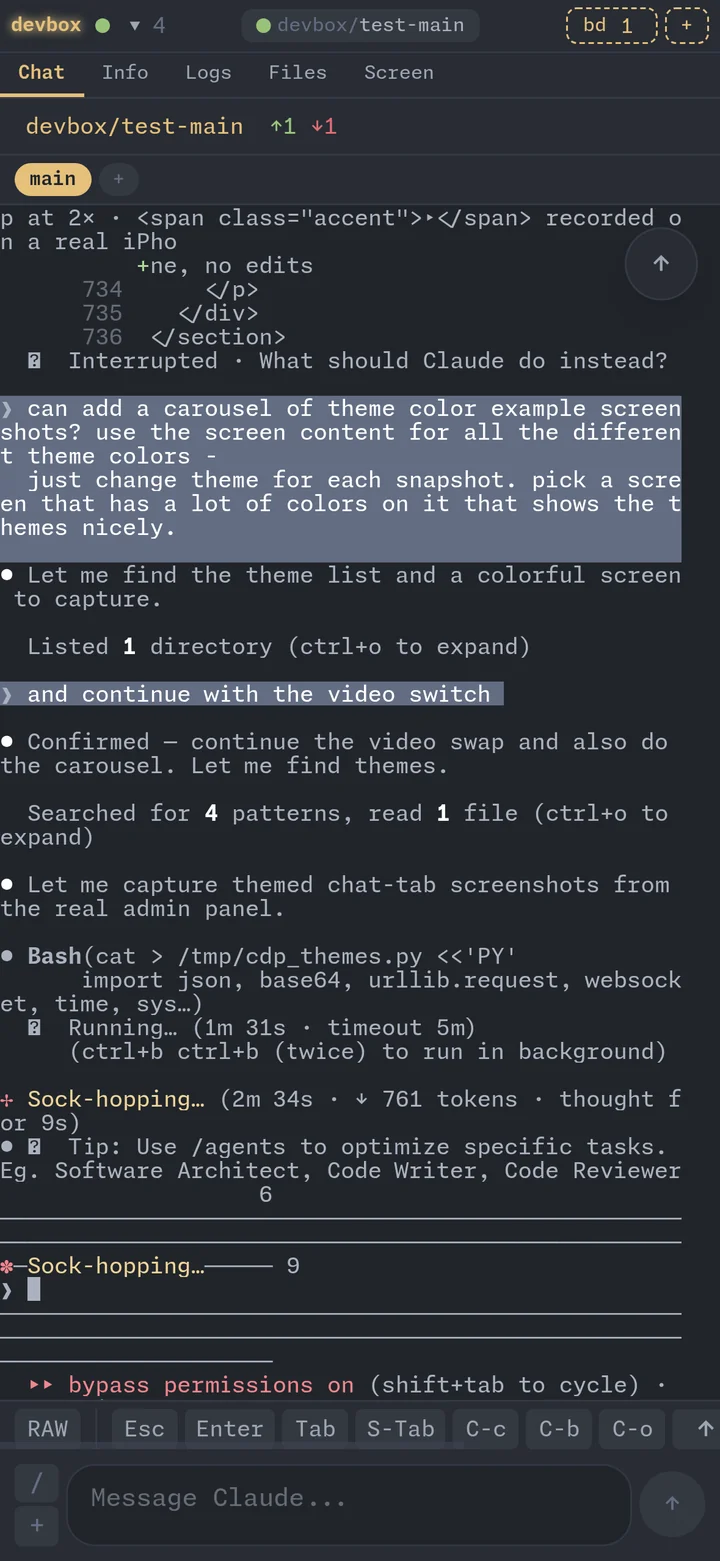 Chat tab with One Dark theme